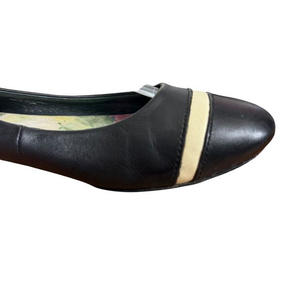 Born Devorah Womens Black Ivory Leather Slip On Ballet Flats Loafers Shoes sz 8 - Picture 2 of 16